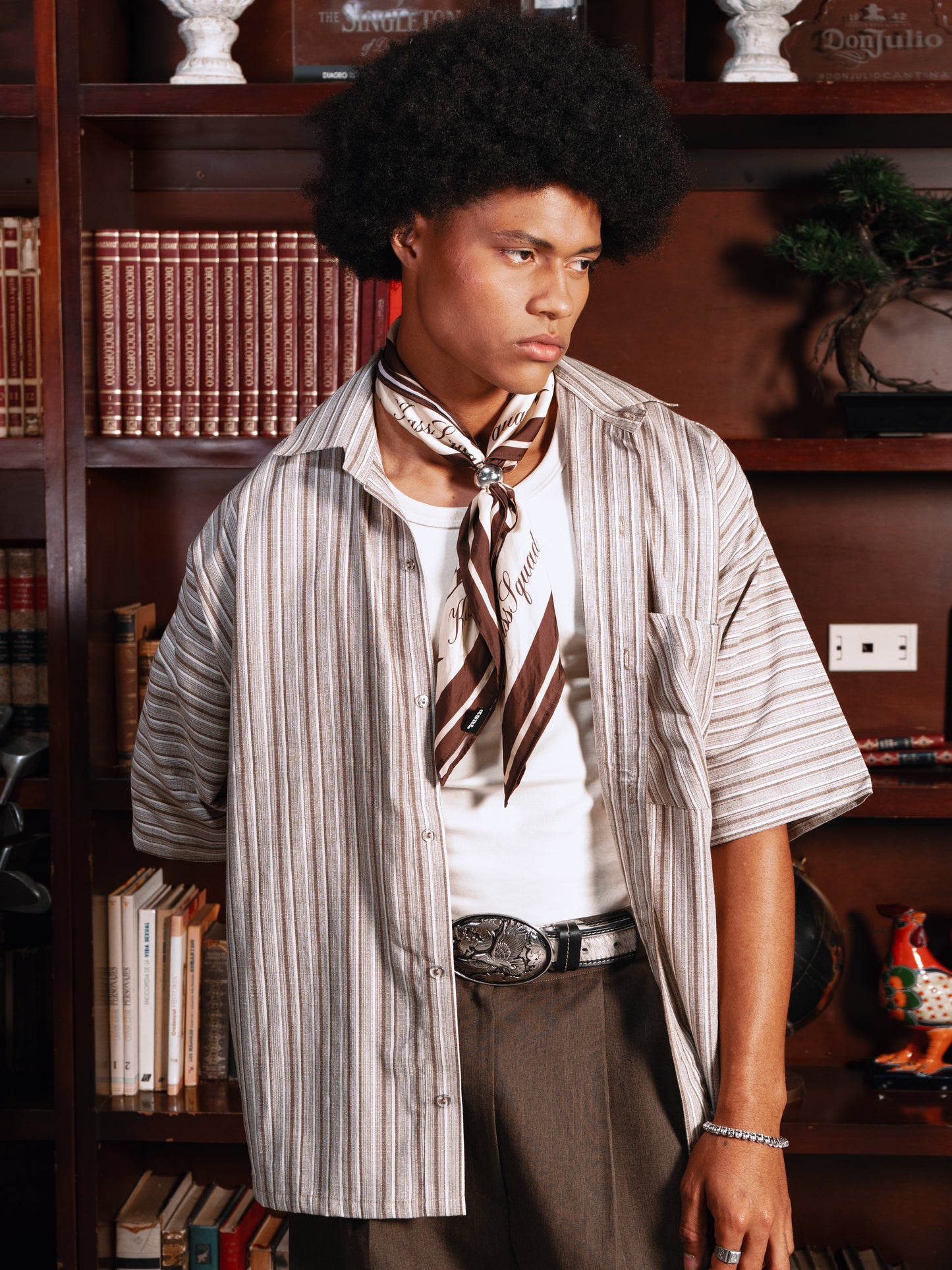 BROWN TIE SHIRT