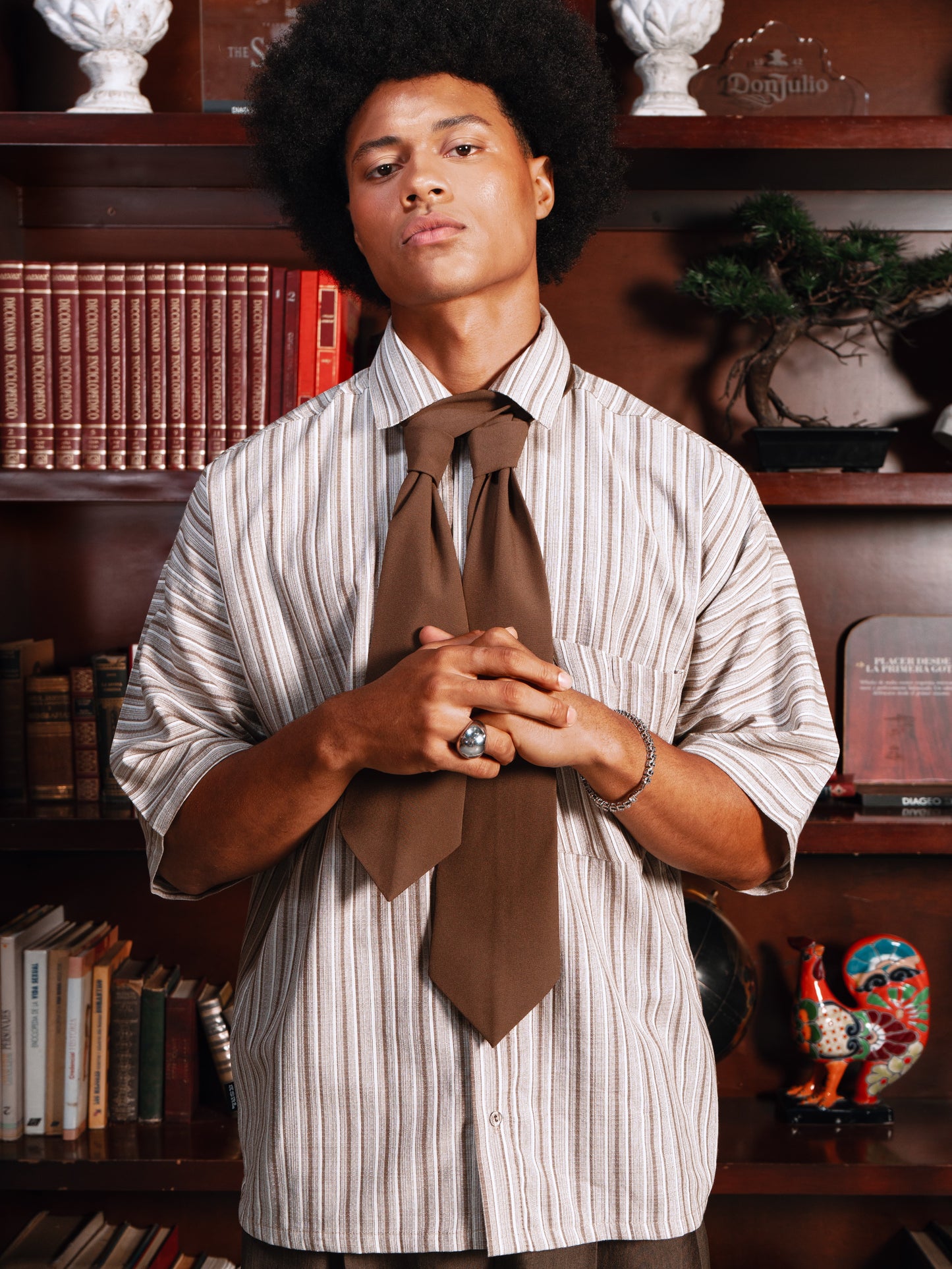 BROWN TIE SHIRT