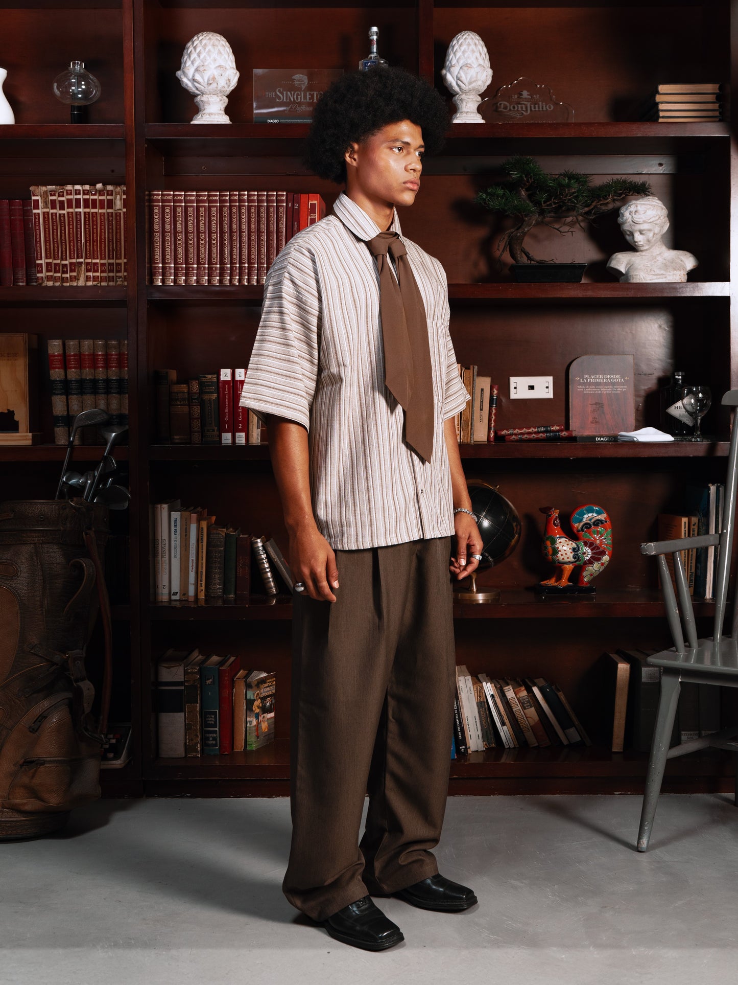 BROWN TIE SHIRT