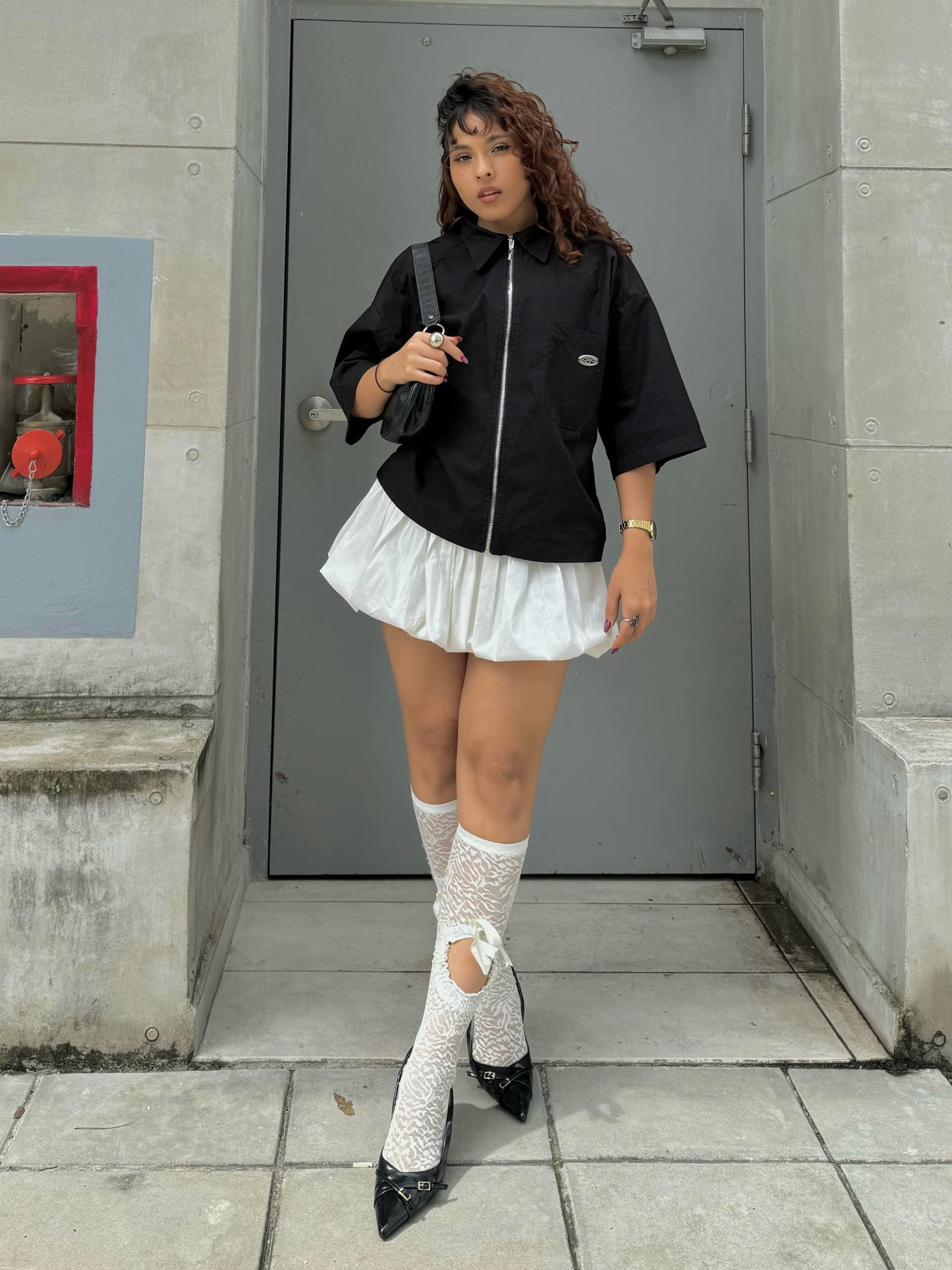 IVORY BUBBLE MINI SKIRT
