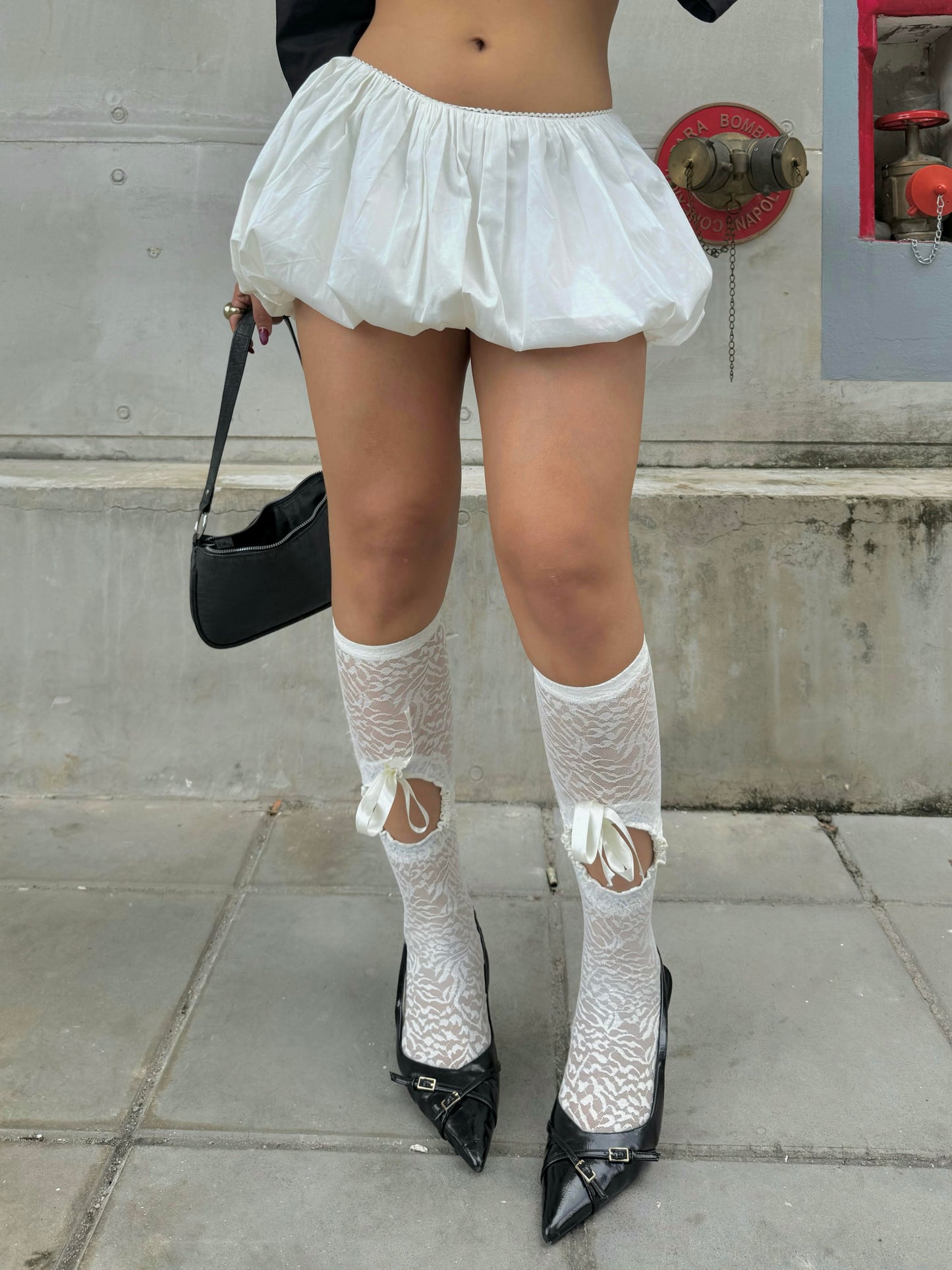 IVORY BUBBLE MINI SKIRT