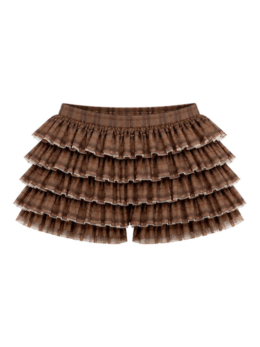 CHOCOLATE RUFFLE SHORTS