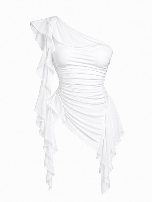 WHITE RUFFLE TOP / PRE ORDER