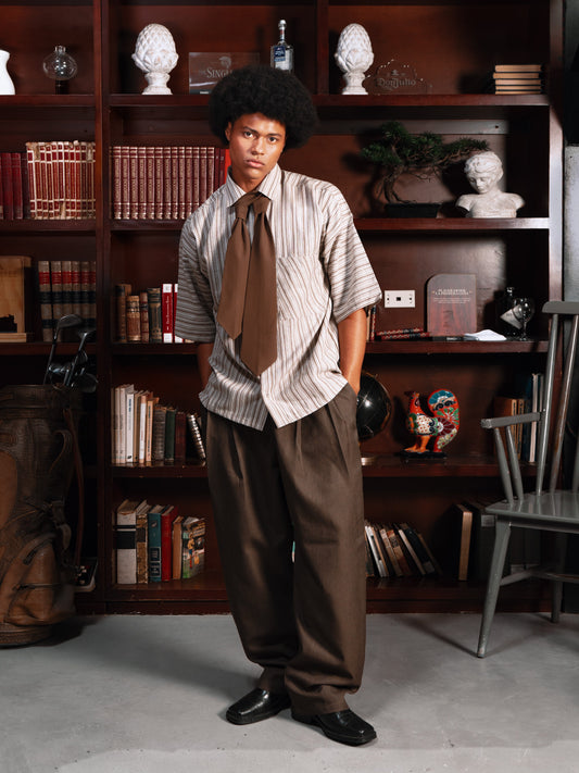 BROWN TIE SHIRT