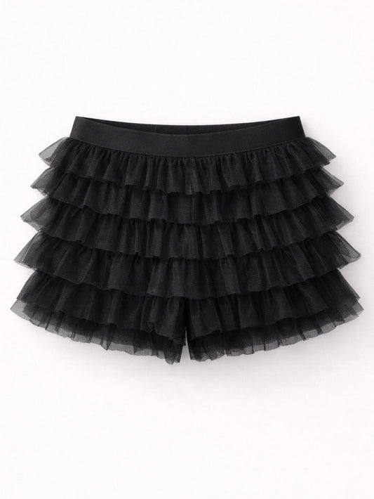 BLACK RUFFLE SHORTS