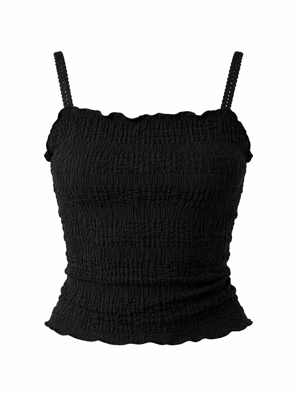 BLACK SMOCK TOP