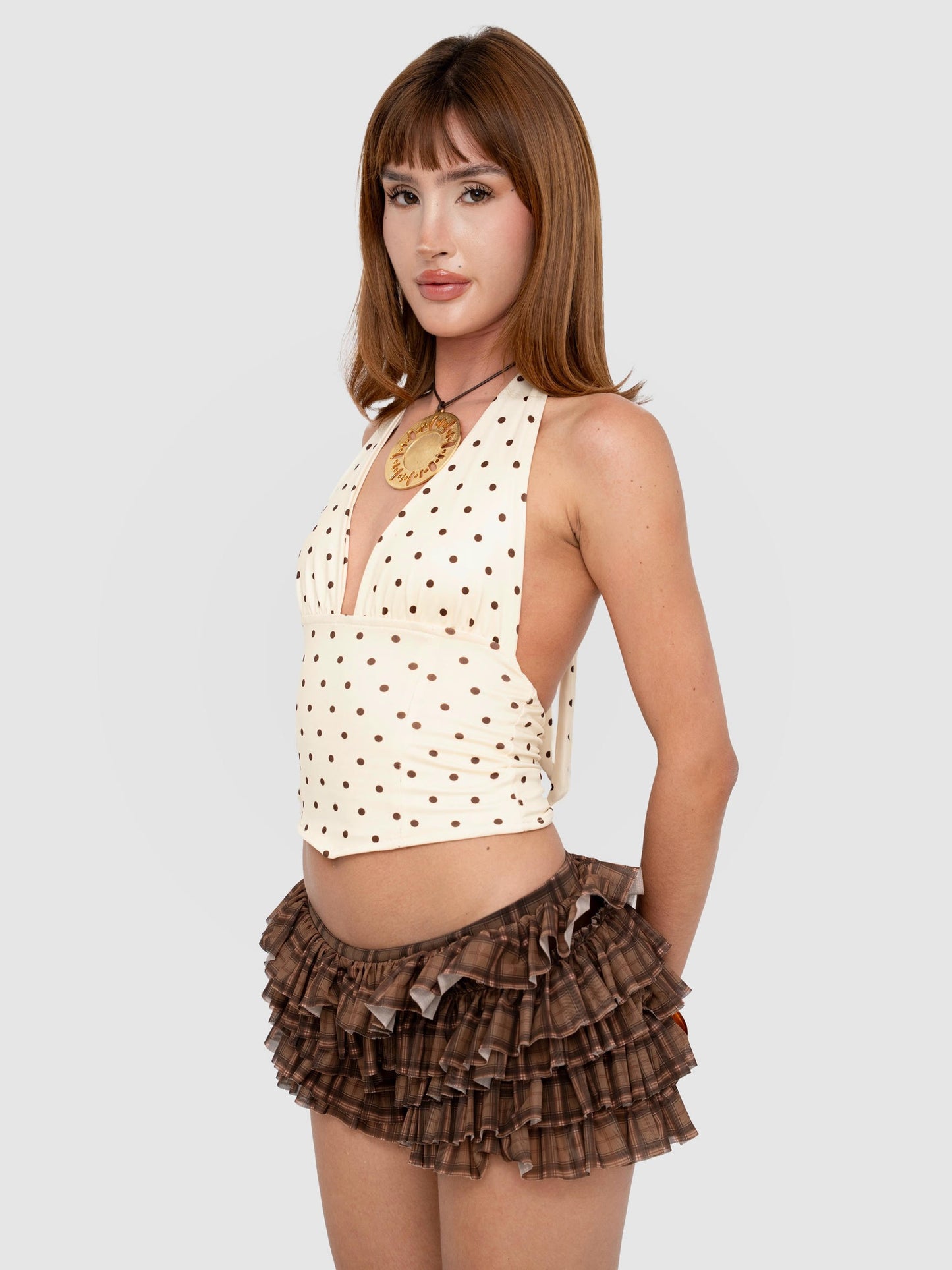 CHOCOLATE RUFFLE SHORTS